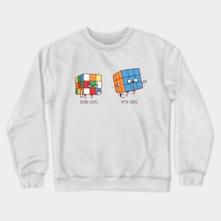 Before and After Coffee (Rubik cube) Crewneck Sweatshirt